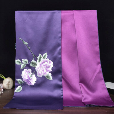 Purple Floral Silk Scarf